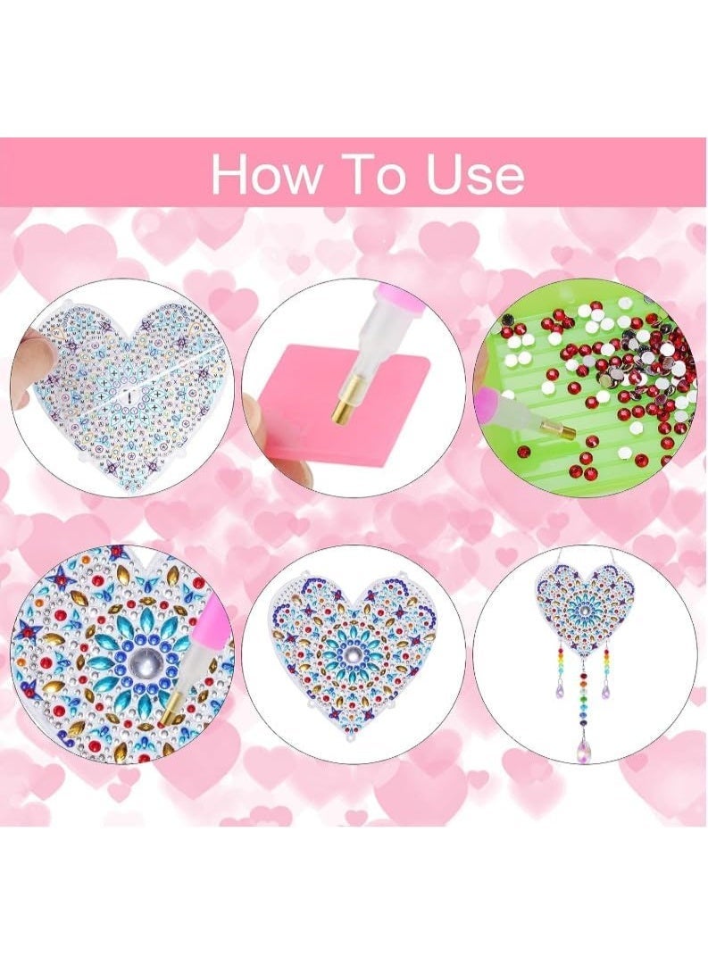 ChicAbode 3 عبوة لوحات الماس 5D، مُلقط شمس وجرار نفط مع زينة تعليق بحبوب الزجاج من الجانبين، للبالغات والبنات، تزيين نافذة المنزل والحديقة الفنون اليدوية (شجرة، قمر، قلب)، JH6129 - Image 5